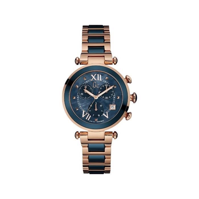 Montre Chronographe GC Swiss Made Pour Homme - Boîtier Acier, Bracelet Silicone Bleu - Modèle Z07001G7 - NEUVE Avec Boîte