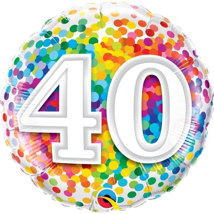  Ballon  anniversaire  40  ans  Rainbow Confetti 45 cm Achat 