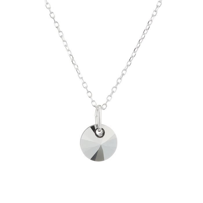 LES BIJOUX D'EMMA CRISTAL - Collier en Argent et Cristal De Swarovski Coloris Silver Night