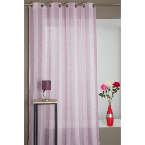 RIDEAU Rideau Voilage Effet Lin Naturel à Rayures Ton sur