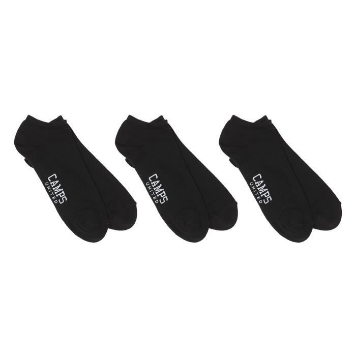 CAMPS Lot de 3 Paires de Chaussettes Sneakers Noir et Blanc Homme