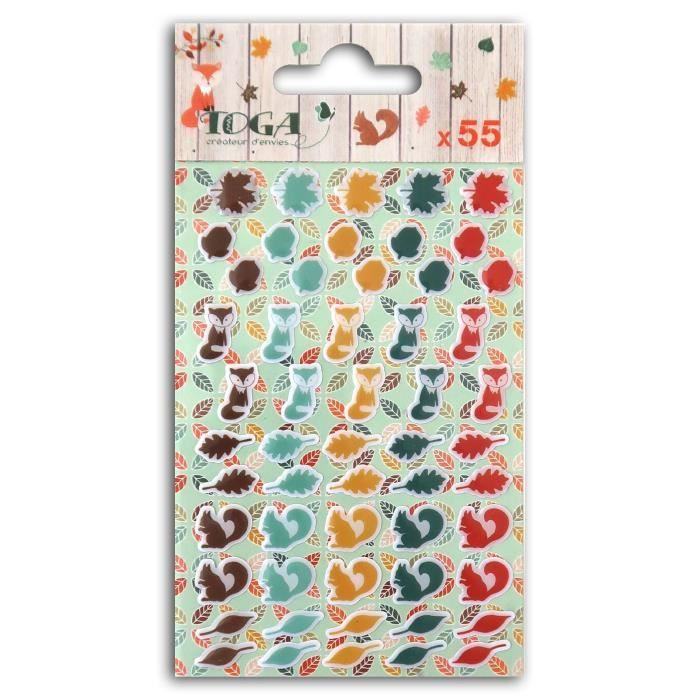 TOGA 55 Embellissements Epoxy Feuille, Renard, Ecureuil
