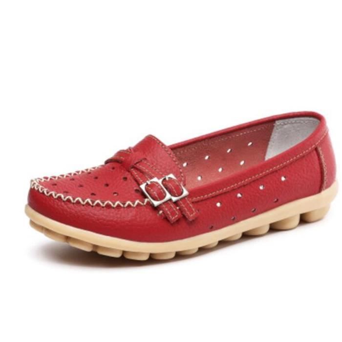 xz066rouge35 Chaussures Orange Cuir Mocassin rouge Bwys Printemps Femme blanc Été jaune noir IRxaIYqCwO