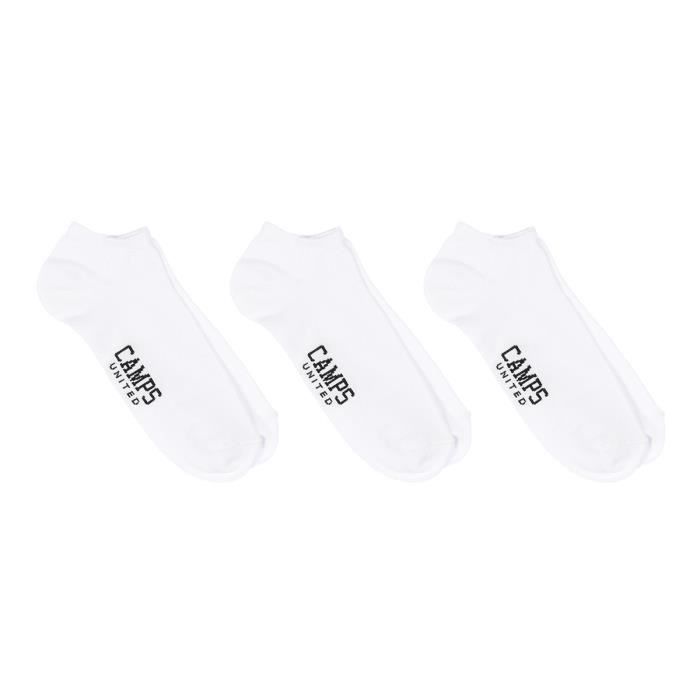 CAMPS Lot de 3 Paires de Chaussettes Sneakers Blanc et Noir Homme