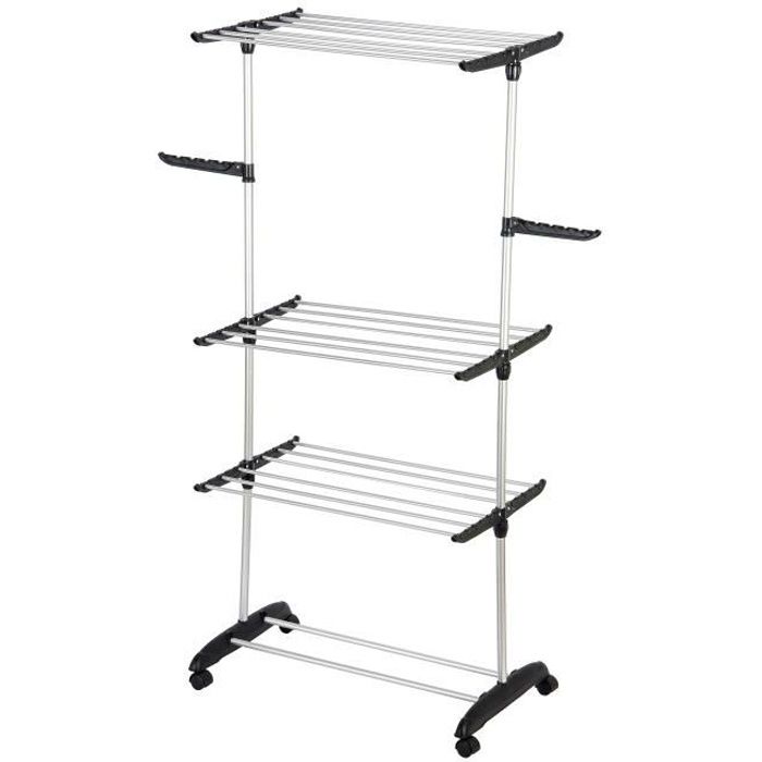 FRANDIS Séchoir 3 niveaux avec porte cintres - 18m