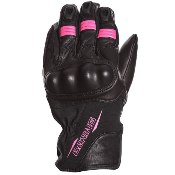 BERING Gants Moto Lady Paloma Noir et Rose.Homologué EPI (loi du 20/11/2016)