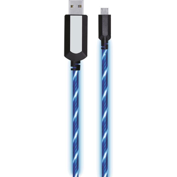 APM - CABLE MICRO USB LED BLEU 1 M