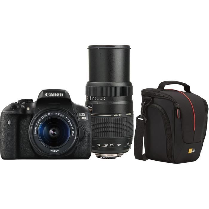 Pack CANON EOS 750D Appareil Photo Numérique Reflex 24 MP + Objectif 18-55 mm IS STM + Sacoche + Objectif Tamron 70-300