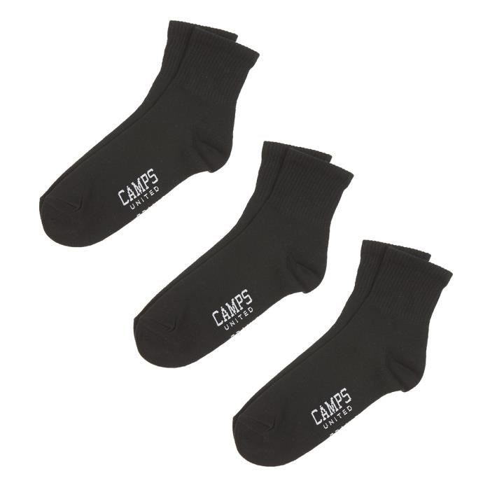 CAMPS Lot de 3 Paires de Chaussettes Basses Low Cut Noir et Blanc Homme