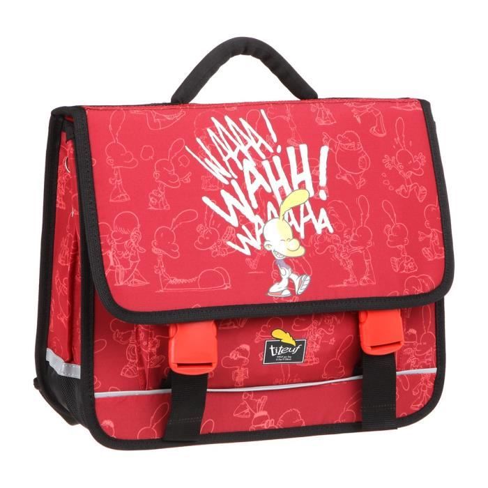 TITEUF Cartable - 2 Compartiments - 38 cm - Rouge - Primaire - Enfant Garçon