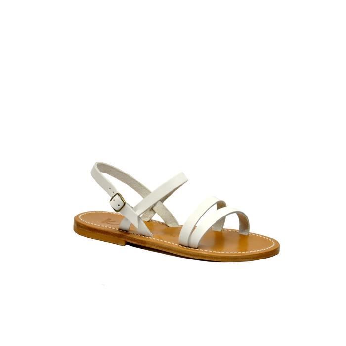 Cuir Blanc Sandales Isispulblanc K Femme Jacques kiOXPTwZul