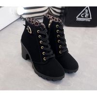BOTTINE Hiver Talon haut talon épais Bottines à lacets Lad BOTTINE Hiver Talon haut talon épais Bottines à lacets Lad