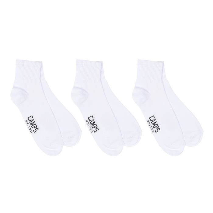 CAMPS Lot de 3 Paires de Chaussettes Basses Low Cut Blanc et Noir Homme