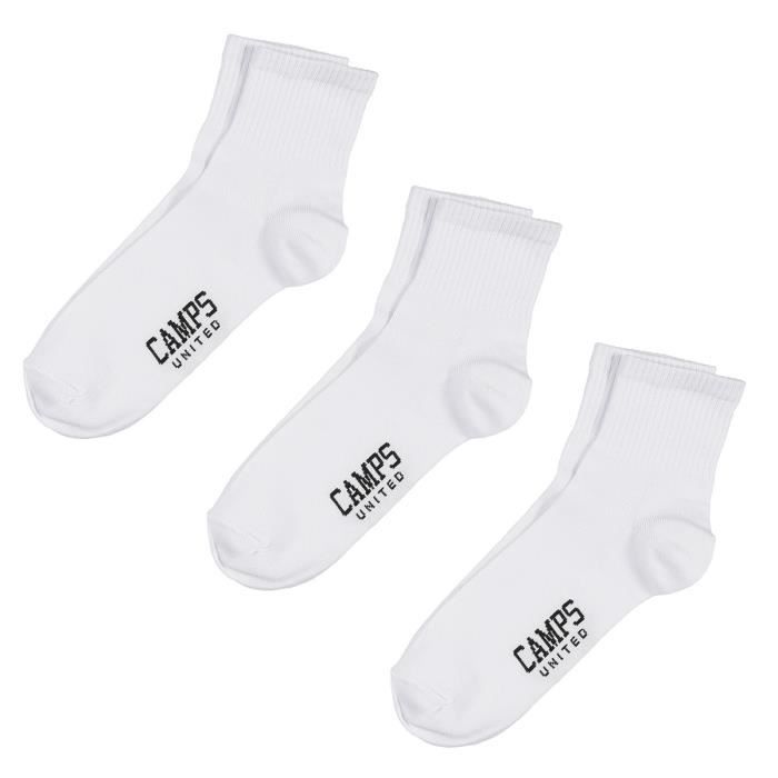 CAMPS Lot de 3 Paires de Chaussettes Basses Low Cut Blanc et Noir Homme