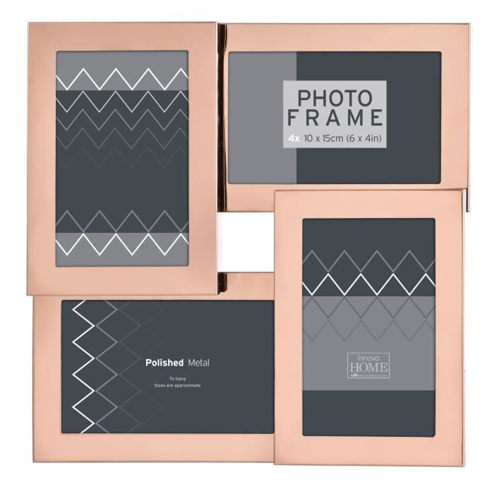 Cadre photo Multi vues métal 4 photos 10x15 cm Rose