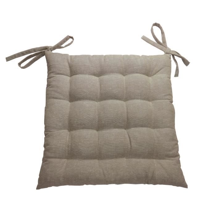 SOLEIL D'OCRE Galette de chaise capitonnée Bell 40x40x5cm - 100% coton - Beige