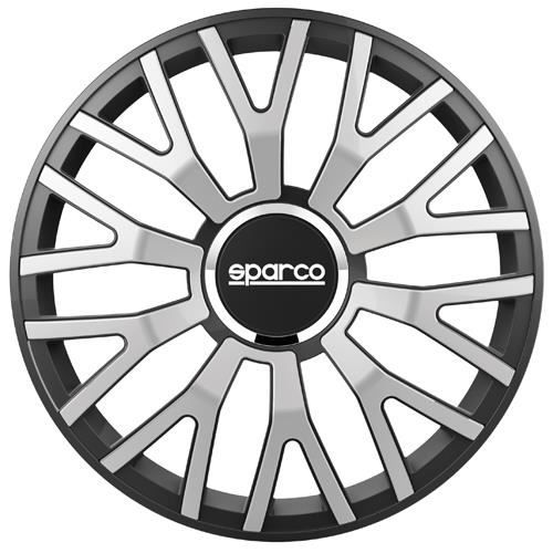 SPARCO Lot de 4 Enjoliveurs Leggera Pro 15'' - Gris argenté bord Noir