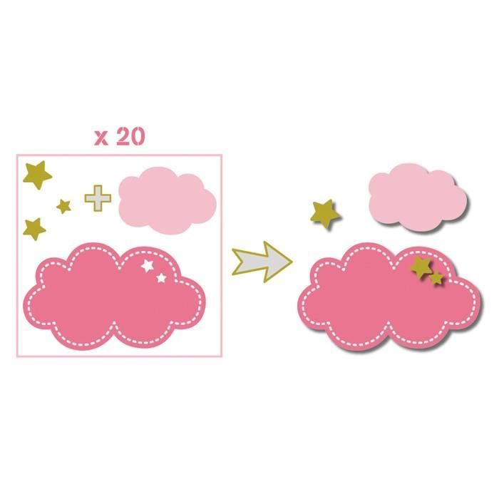 TOGA Pack de 20 Formes Découpées Nuages Rose Vert Gris