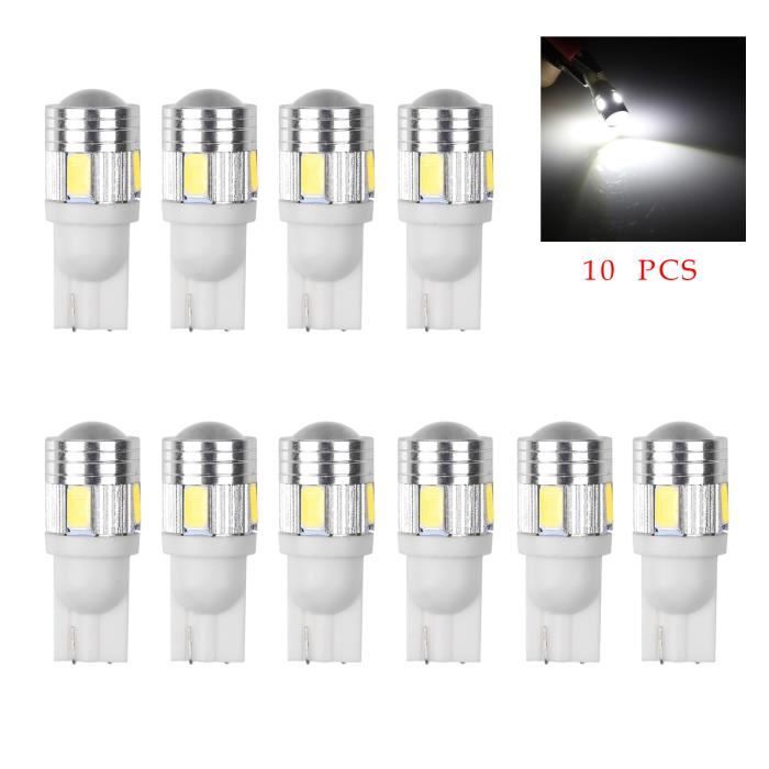 Ampoules LED T10 W5W - Lot De 20, Blanc 6500K, 12V - Pour Plaque Immatriculation, Dome, Carte