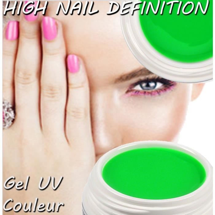 VERNIS A ONGLES GEL UV DE COULEUR VERT NEON FLUO HND 5ML