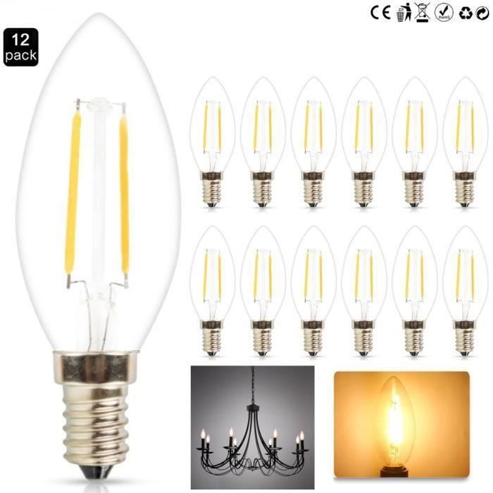 Ampoules Led Équivalence Blanc Filament Dimension 210lm 2w 15w 35x100mm Chaud E14 12x Ac220v Flamme 0wNPO8nkX