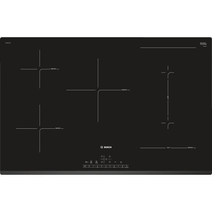 BOSCH PVW831FC5E Table Combi induction devant biseauté 80 cm - Affichage digital - Bandeau DirectSelect - 5 foyers