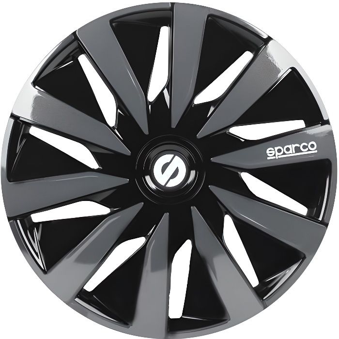 SPARCO 4 Enjoliveurs Lazio 13 Noir et Gris