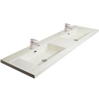 LAVABO - VASQUE Double Vasque 140 Cm Avec 2 Robinets Mitigeurs Lav LAVABO - VASQUE Double Vasque 140 Cm Avec 2 Robinets Mitigeurs Lav
