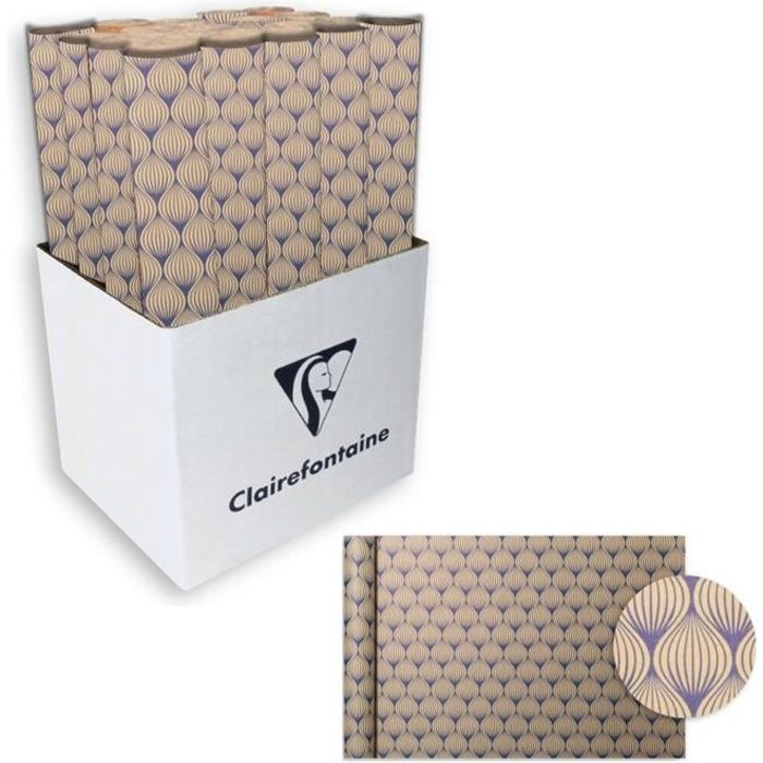 CLAIREFONTAINE Rouleau de papier Cadeau Fleurs - Sous film - 70 g/m² - Bleu