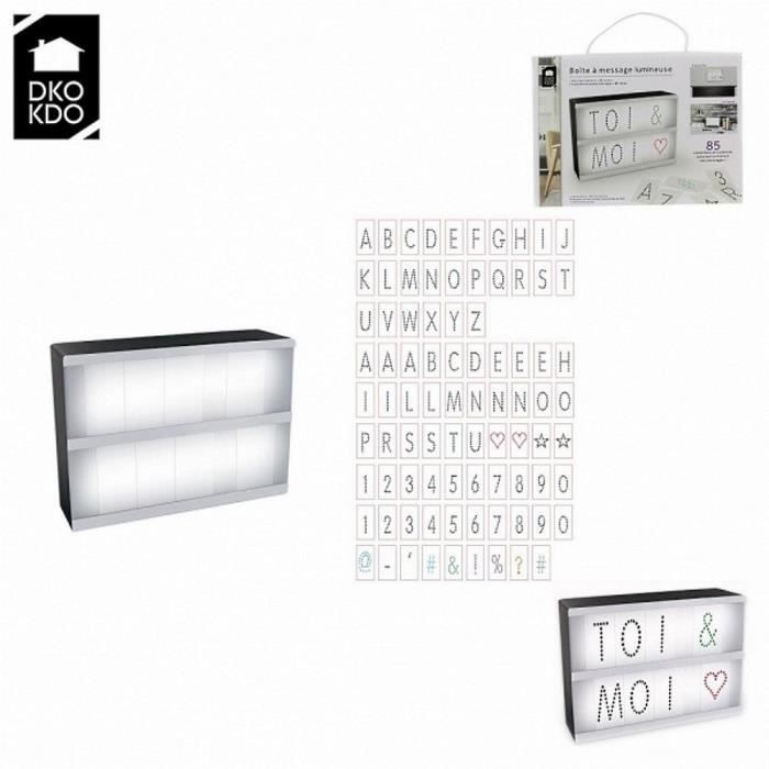 THE HOME DECO LIGHT Boite lumineuse à message - A5 Caractere X 86 - Noir
