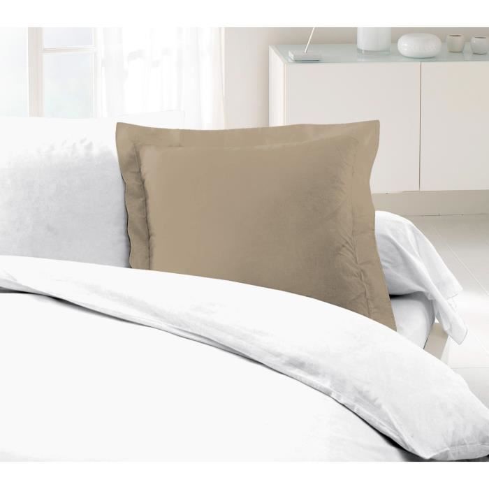 LOVELY HOME Lot de 2 Taies dOreillers 100 coton 63x63 cm Beige