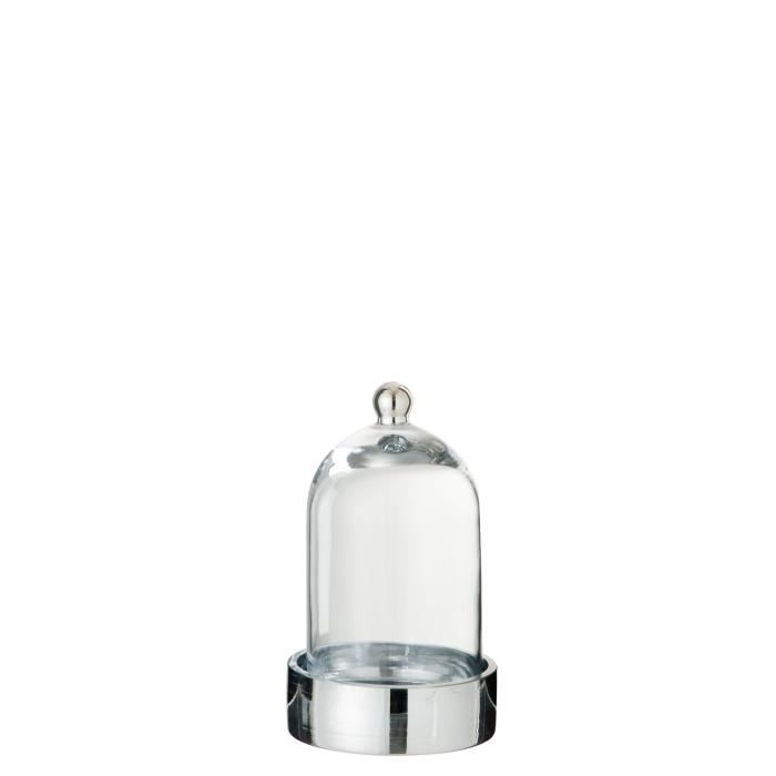 Cloche verre déco 13x13x20 cm Argent et Transparent