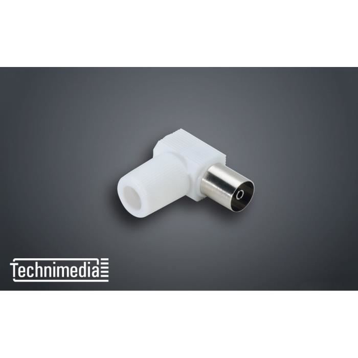 TECHNIMEDIA Prise femelle TV 9,52 mm coudée à 90° - A monter