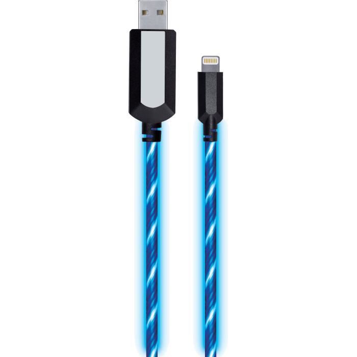 APM - CABLE USB LIGTHNING MFI LED BLEU 1M