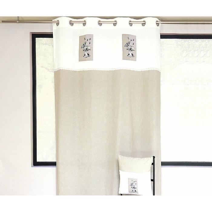 SOLEIL D'OCRE Rideau à Œillets Bell 135X250 cm - 100% coton - Ecru
