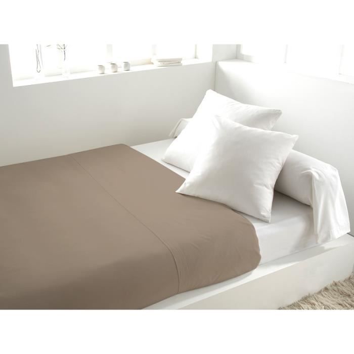 SOLEIL d'OCRE Drap plat 100% Coton 240x290cm Taupe
