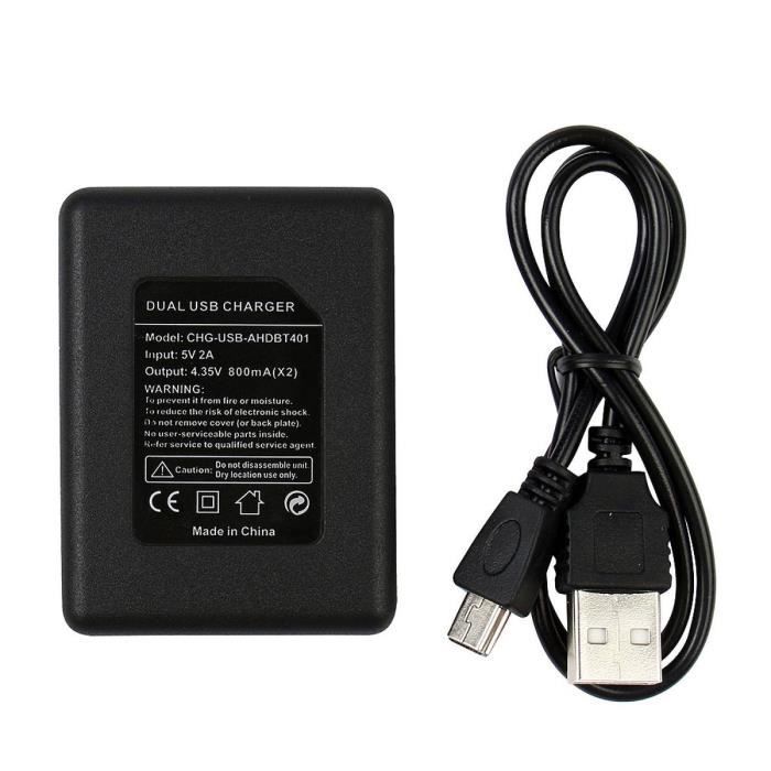 WHIPEARL Chargeur double batterie GP198 - Pour GO Pro Hero 4