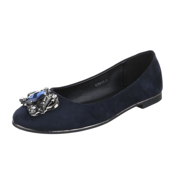noir Chaussure Glisser Bleu Ballerine Escarpin Foncé Mocassin Sur Bleu Femme Flâneurs 6wIqvv