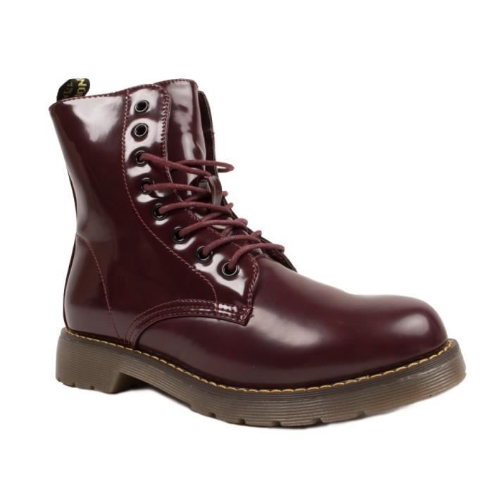 Boots femme vernies style rangers rock anglais semi montante-36 Boots femme vernies style rangers rock anglais semi montante-36