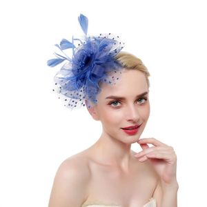 Bibi Fleur Femme Mariage Soirée Bal Chapeau Coiffure à Pois Vintage Bleu