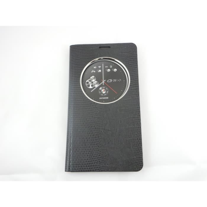 ANYMODE Etui à rabat à zone transparente pour Samsung Galaxy Note 4 - Noir