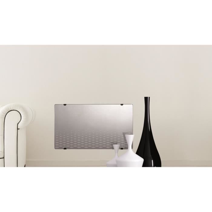 ALPINA Radiateur Panneau rayonnant Verre Miroir LCD 1500 watts - Façade en verre miroir