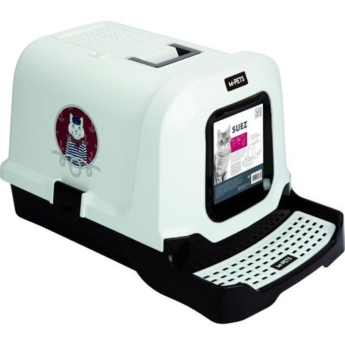 MPETS Maison de toilette chatmarin - Noir et blanc - Pour chat