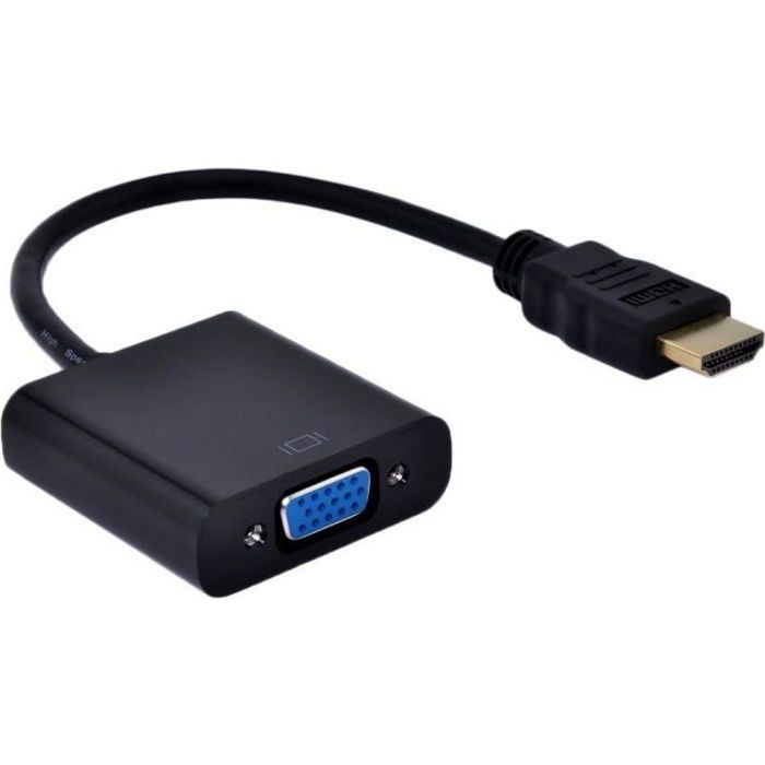 Câble HDMI mâle vers VGA femelle vidéo adaptateur convertisseur (Noir,1080p) Prix pas cher