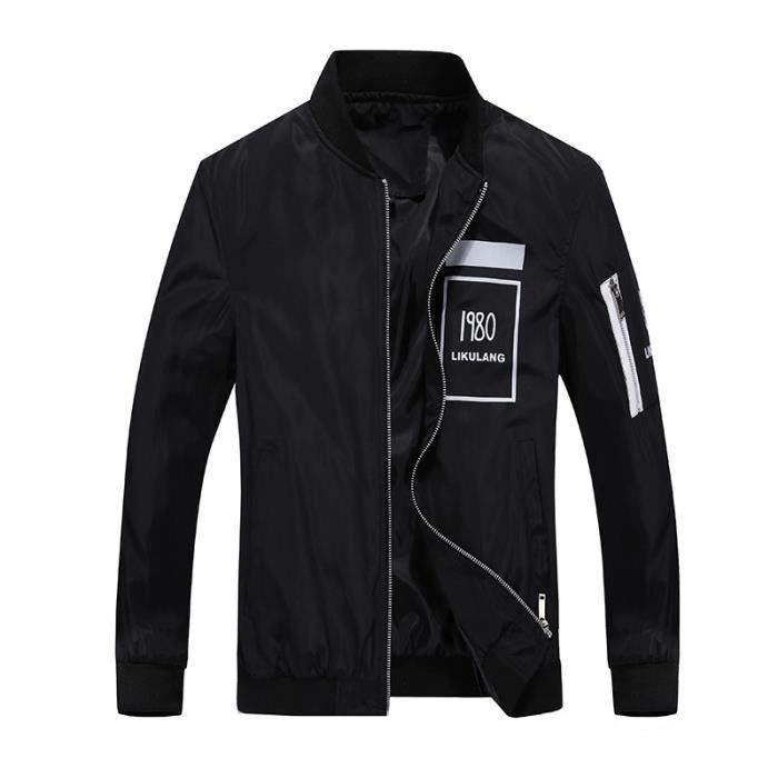 Fit Longue Slim Marque Automne Collet Foncé Printemps Noir Blanc Veste Vertical Pour Zipper Luxe Manche Bleu Homme UBvqIv