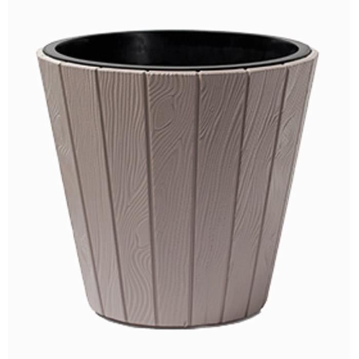PROSPERPLAST Pot rond Woode - Ø 393 mm - Marron moka
