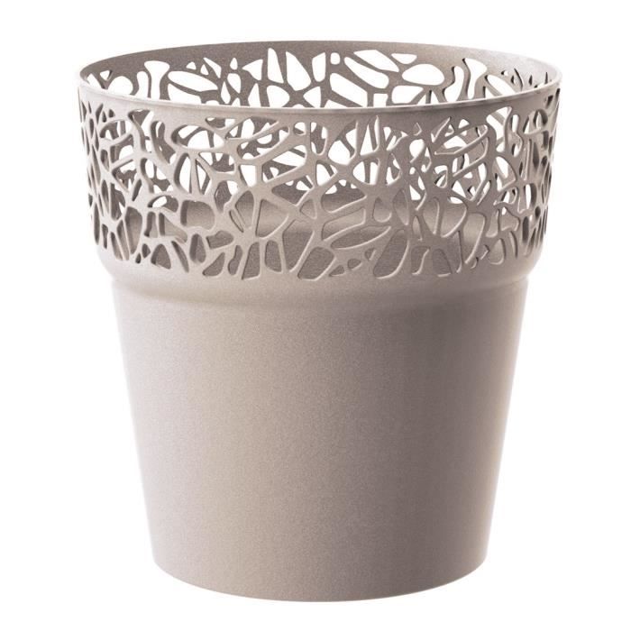 PROSPERPLAST Pot rond Naturo - L 175 mm - Marron moka