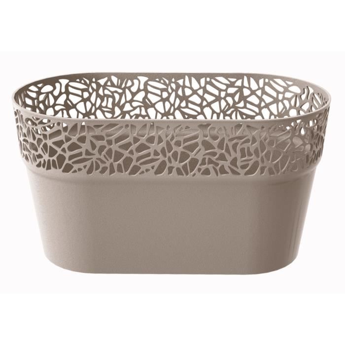 PROSPERPLAST Jardinière ovale Naturo - L 275 mm - Marron moka