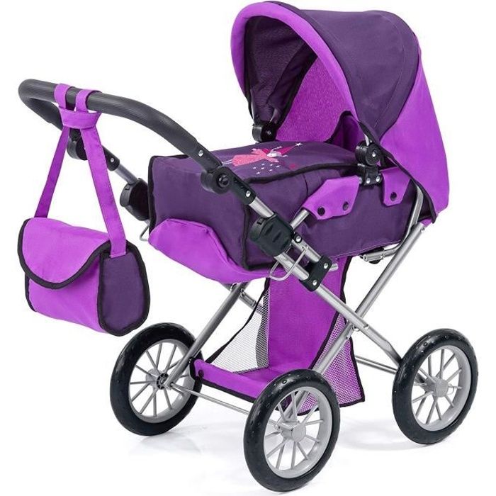 BAYER design Poussette Landau 13612aa pour poupée City Star Fée prune réglable avec un sac à bandoulière