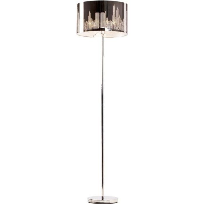 NEW YORK lampadaire chrome et noir . Hauteur 155cm
